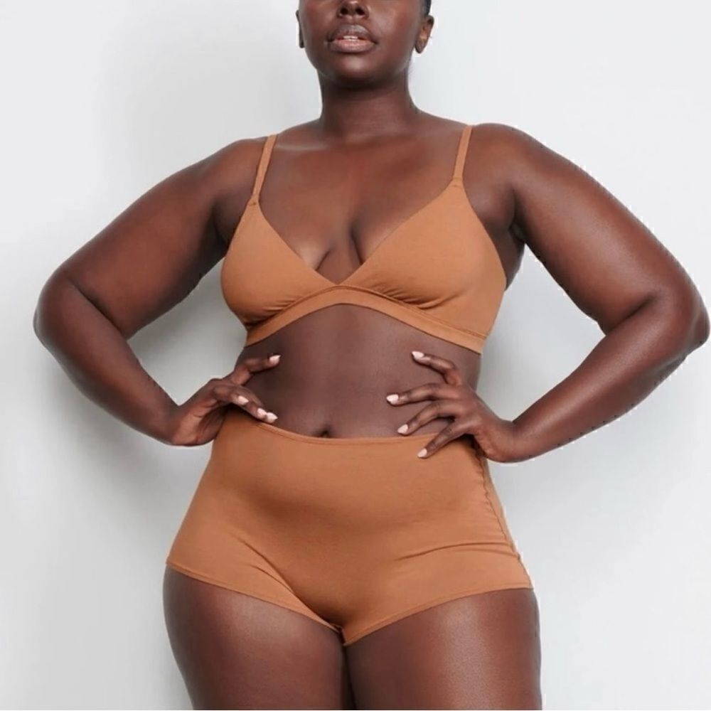 SKIMS Cotton Jersey Triangle Bralette in Camel
